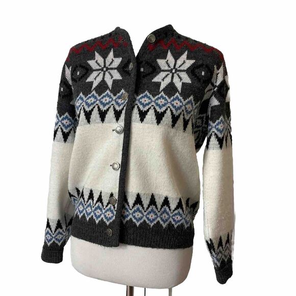 Vintage Lady Puritan Snowflake Cardigan Sweater Womens Size S/M Button Front - Picture 1 of 15